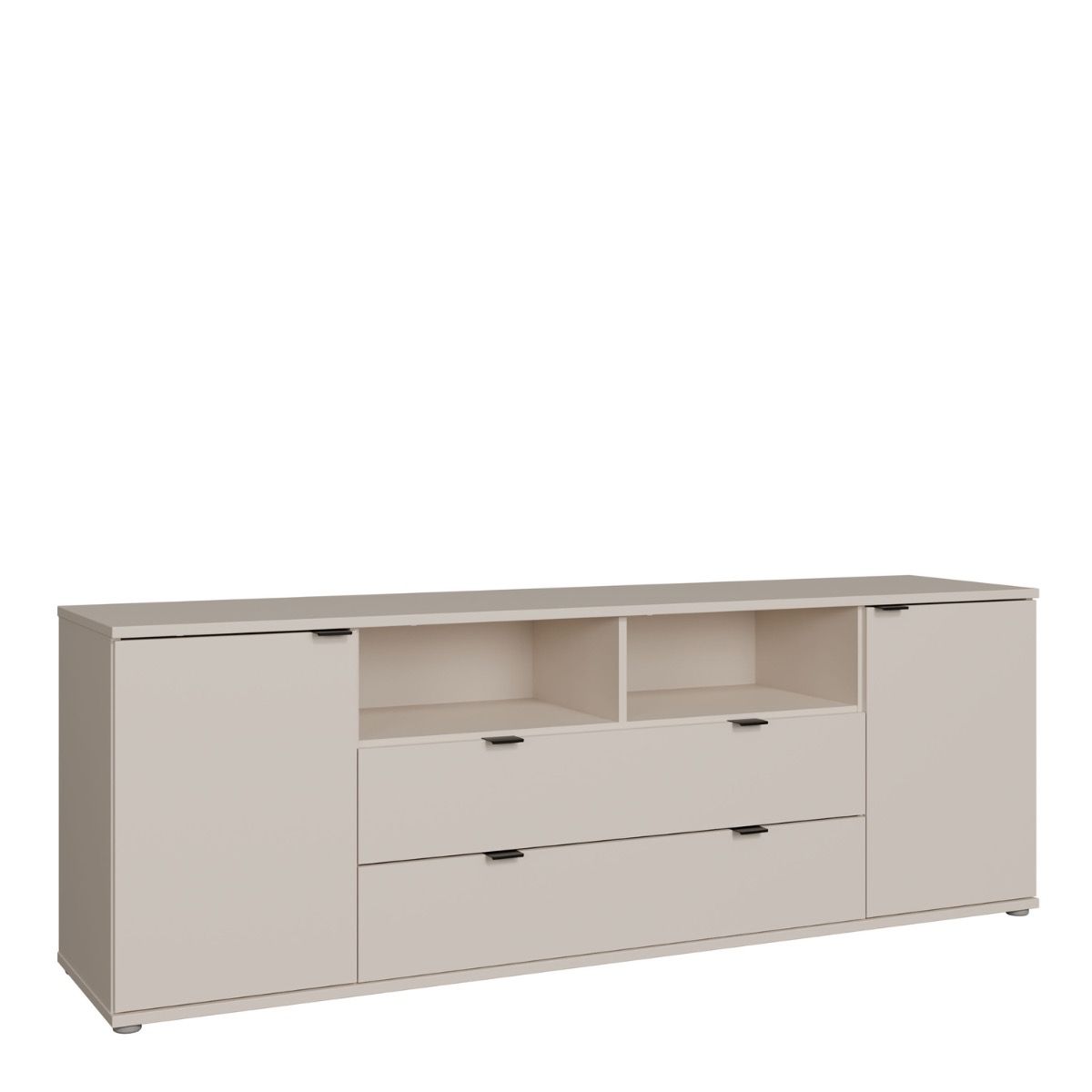 Ganymede Wide TV Unit With Open Shelving, 2 Drawers & 2 Doors In Sand - Price Crash Furniture