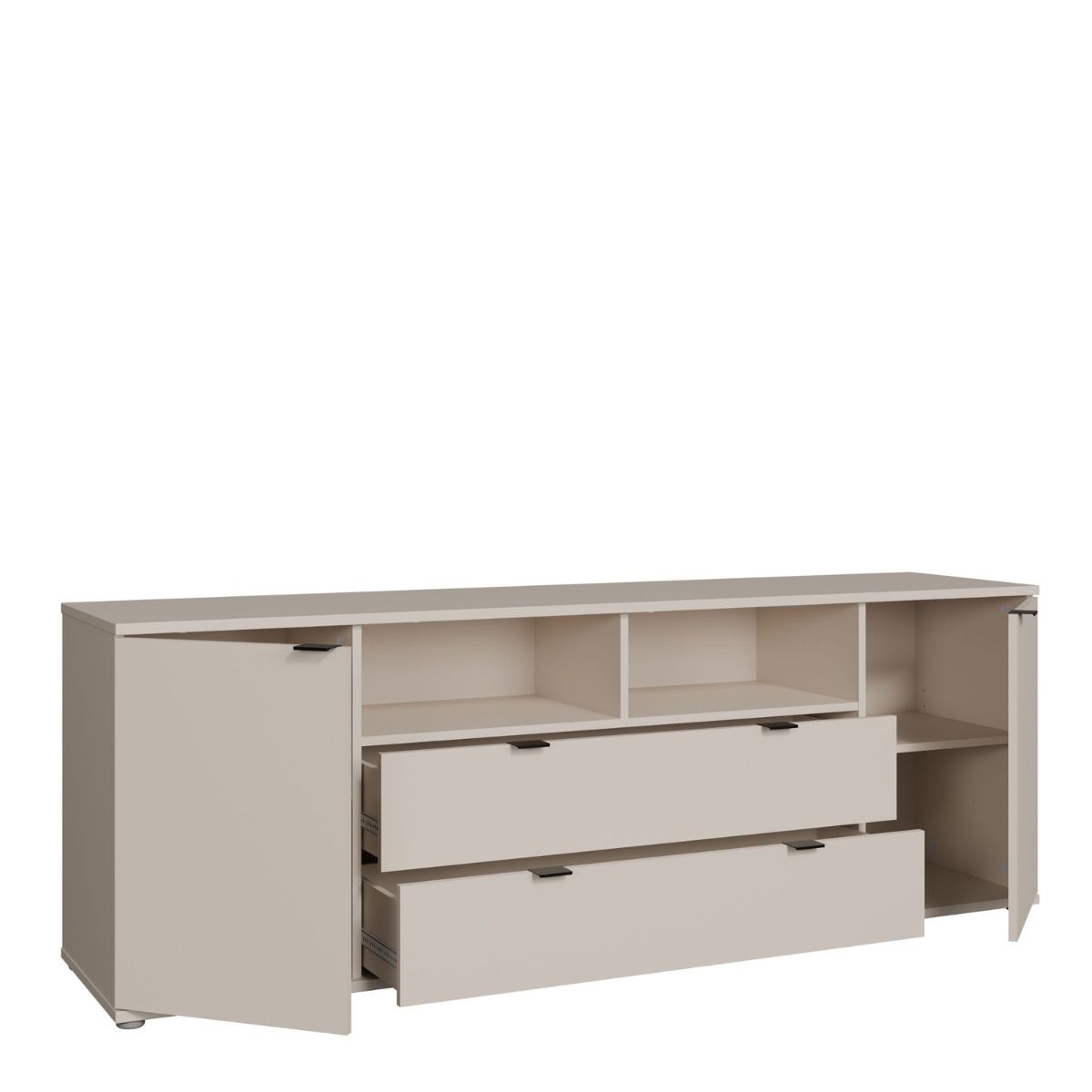Ganymede Wide TV Unit With Open Shelving, 2 Drawers & 2 Doors In Sand - Price Crash Furniture