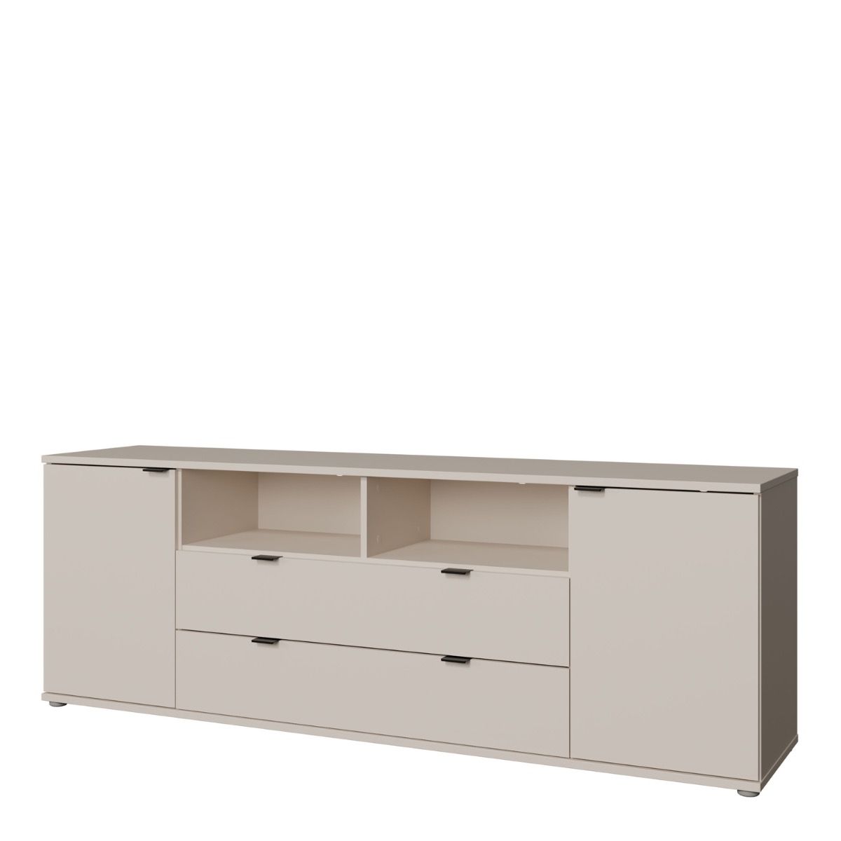 Ganymede Wide TV Unit With Open Shelving, 2 Drawers & 2 Doors In Sand - Price Crash Furniture