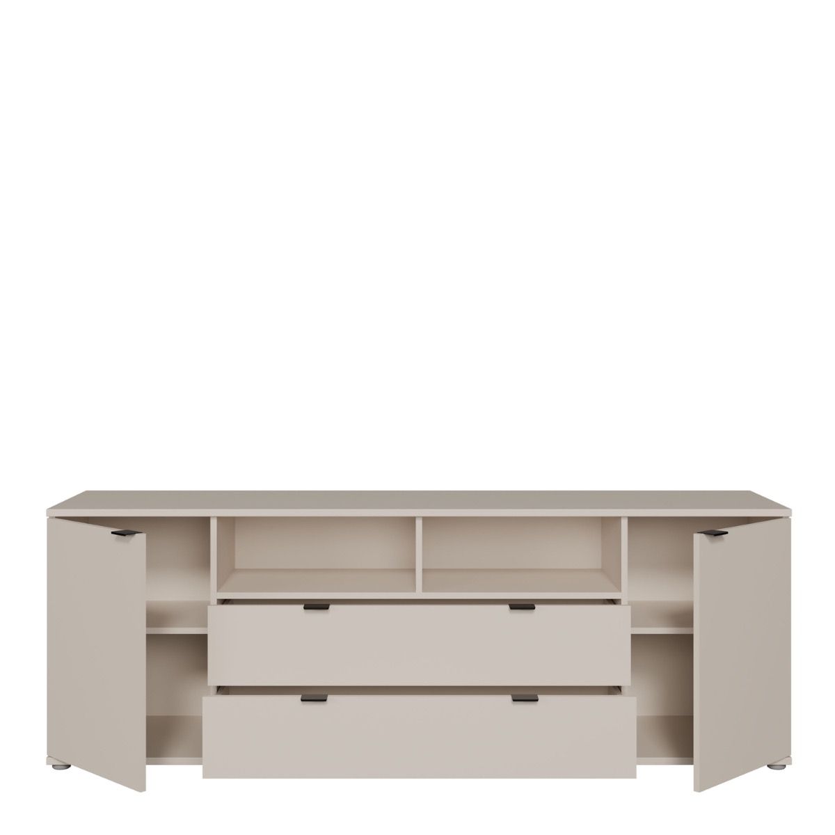 Ganymede Wide TV Unit With Open Shelving, 2 Drawers & 2 Doors In Sand - Price Crash Furniture