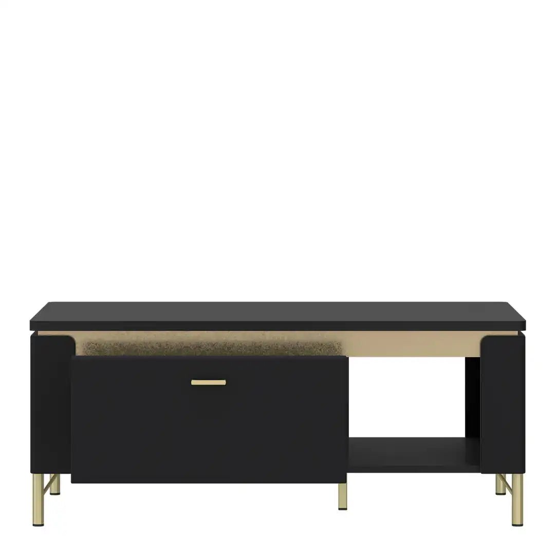 Genoa Coffee Table 1 Drawer in Black Matt/Gold - Price Crash Furniture