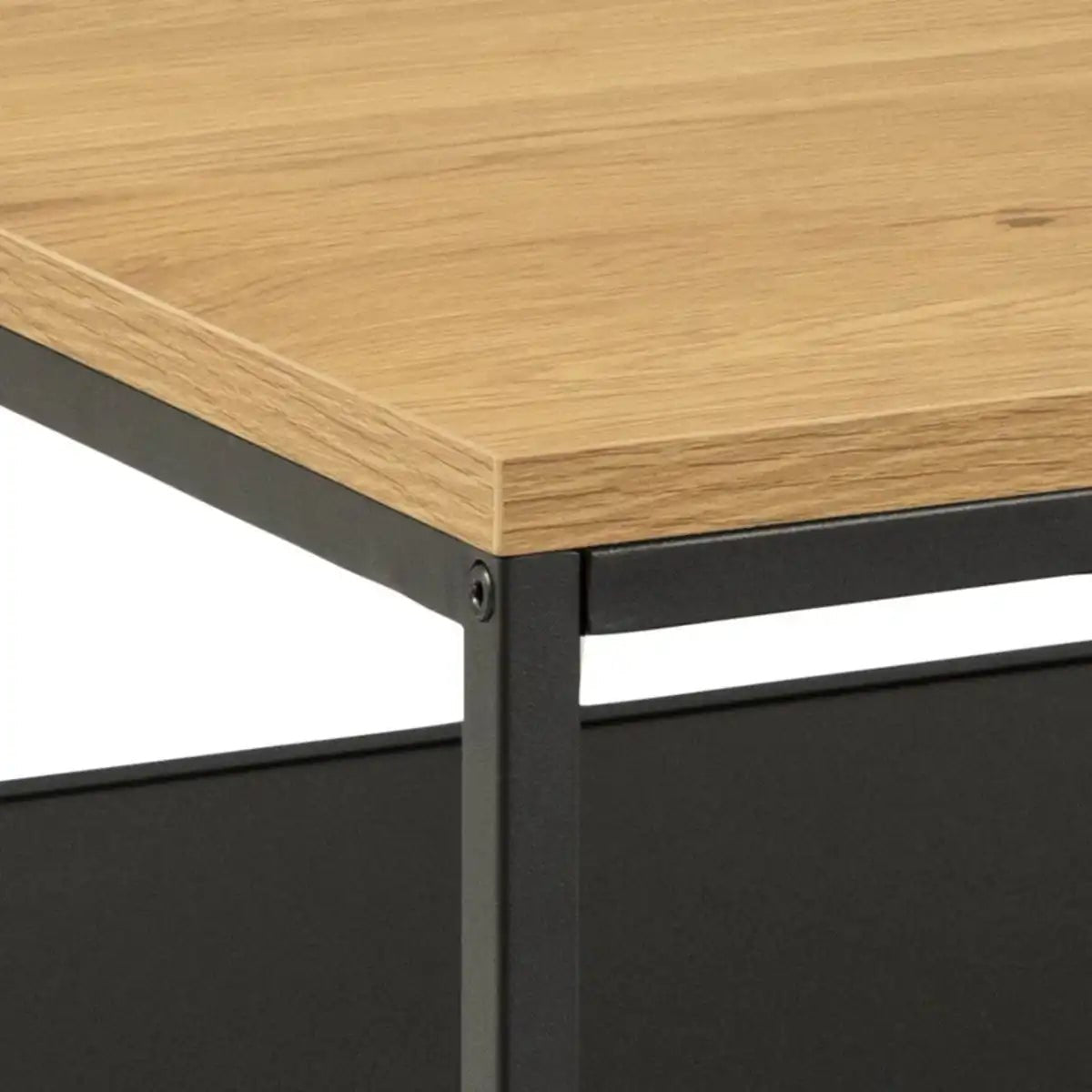 Gila Industrial Style Coffee Table With Open Shelf In Oak & Black - Price Crash Furniture