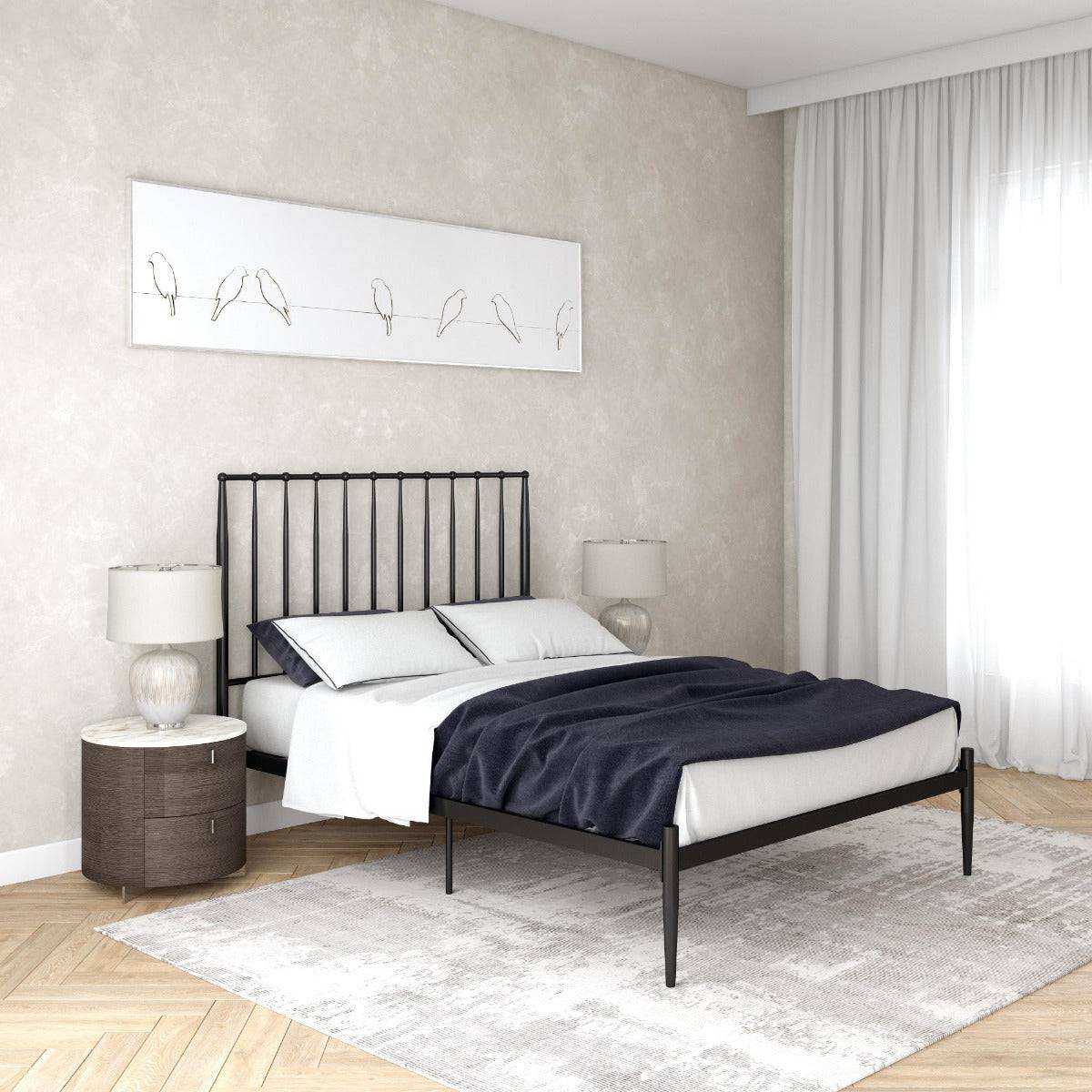 Giulia Modern Metal Double Bed in Black by Dorel - Price Crash Furniture