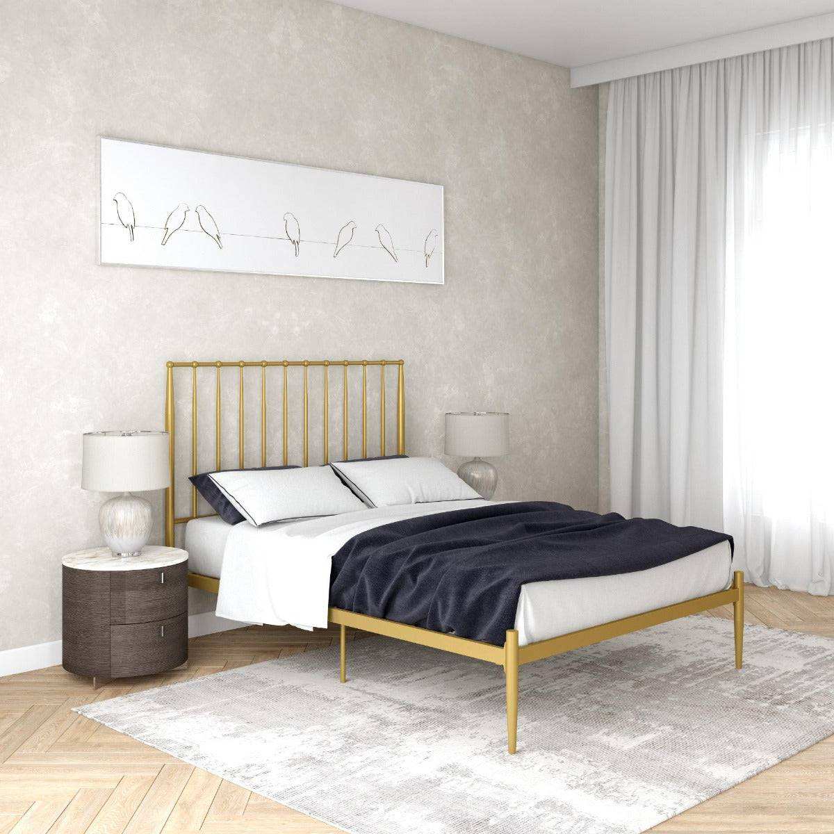 Giulia Modern Metal Double Bed in Gold by Dorel - Price Crash Furniture
