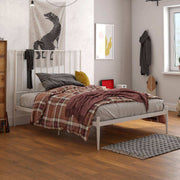 Giulia Modern Metal Double Bed in White by Dorel at Price Crash Furniture - Price Crash Furniture