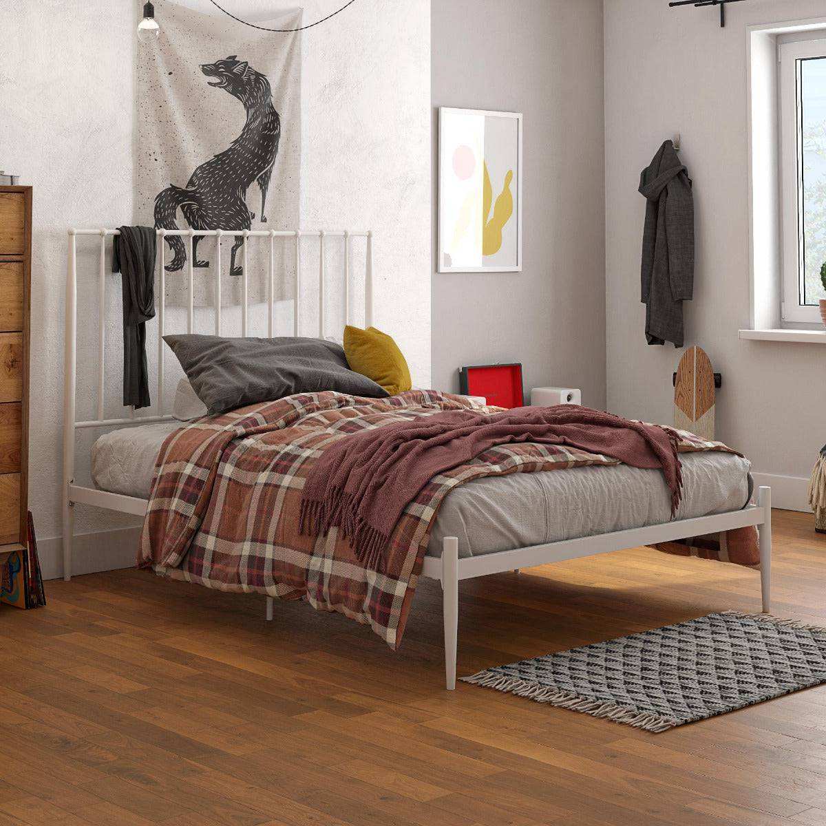 Giulia Modern Metal Double Bed in White by Dorel at Price Crash Furniture - Price Crash Furniture