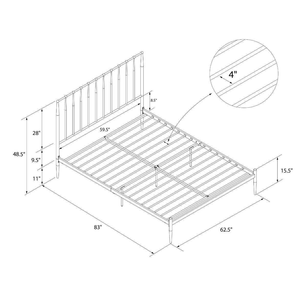 Giulia Modern Metal King size Bed in Black by Dorel - Price Crash Furniture