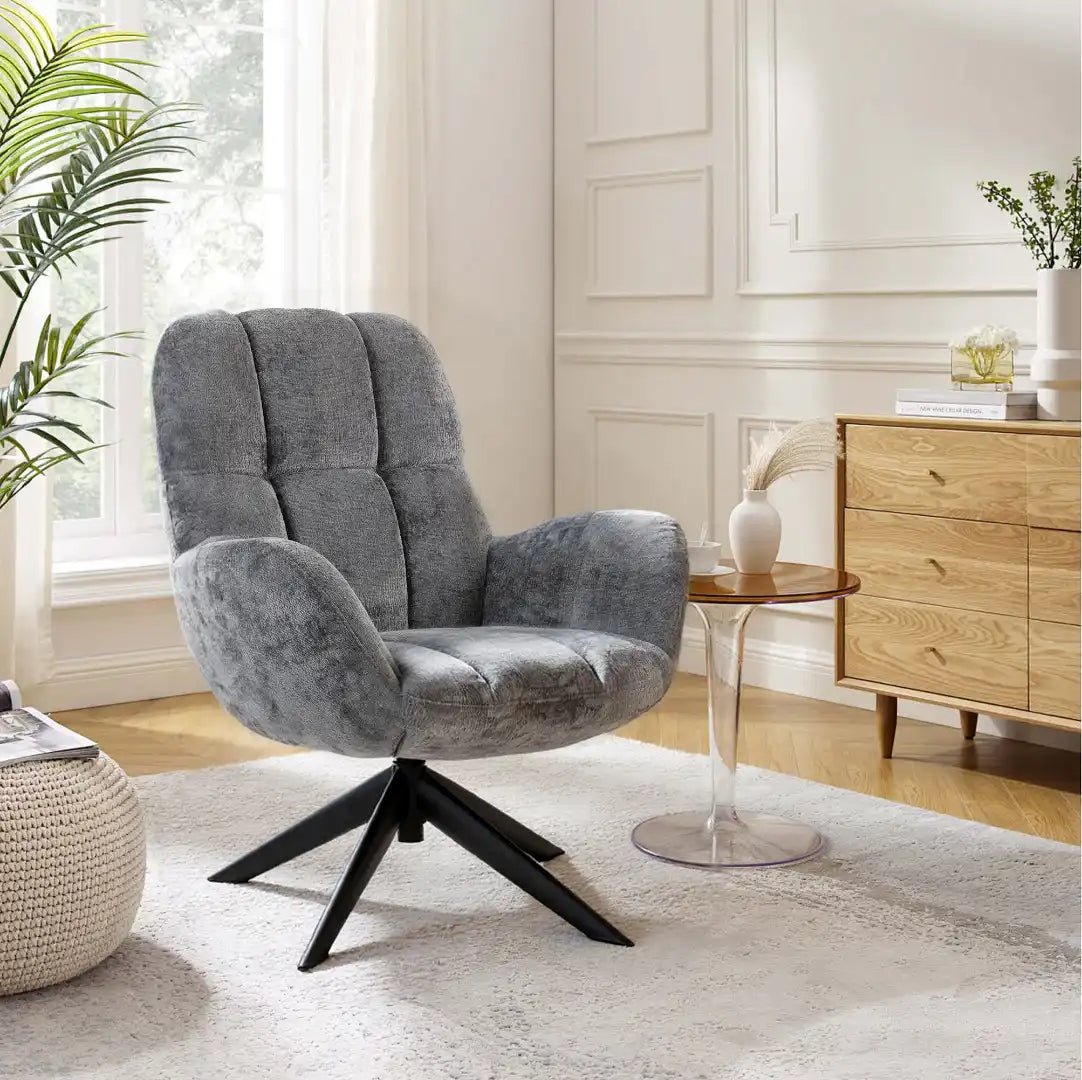 Glenfield Accent Chair Grey Chenille - Price Crash Furniture