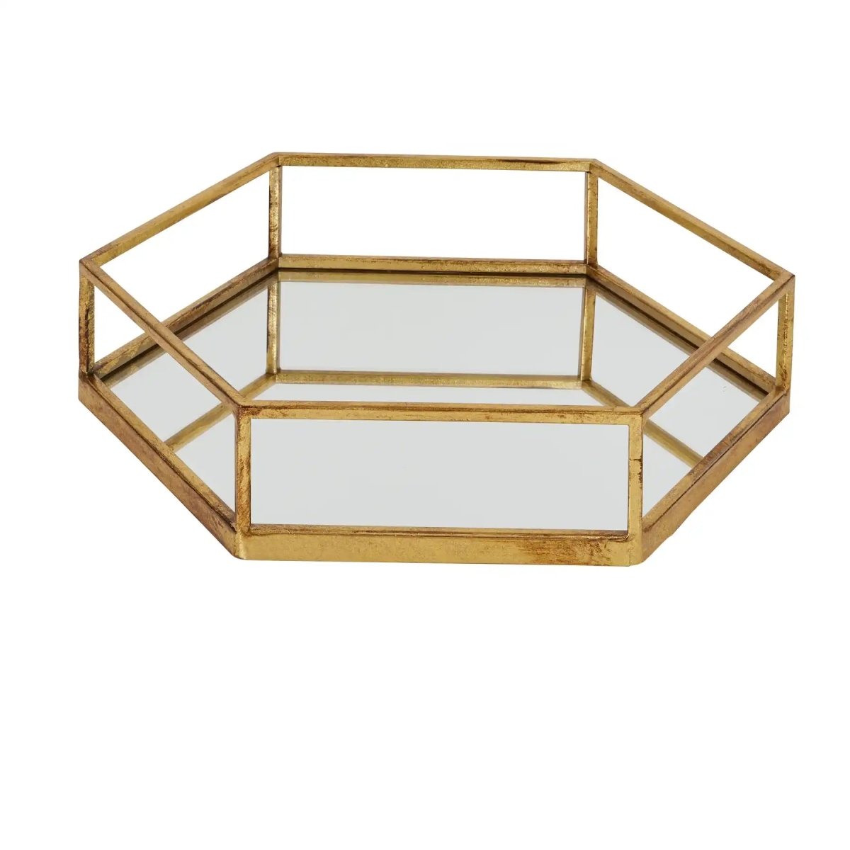 Gold Hexagon Set Of Two Trays - Price Crash Furniture