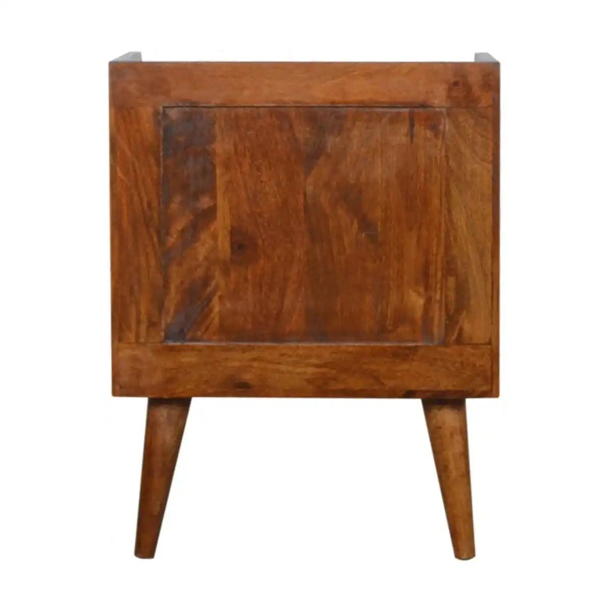 Gold Inlay Abstract Bedside Table in Chestnut - effect Solid Mango Wood - Price Crash Furniture
