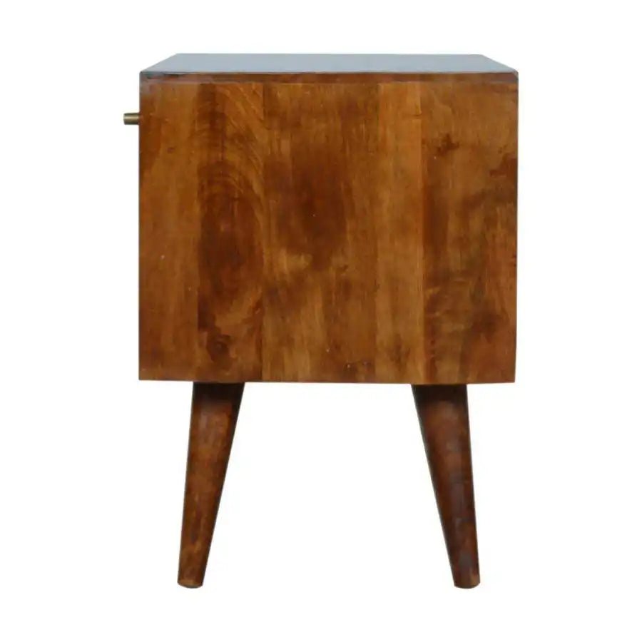 Gold Inlay Abstract Low Sideboard in Chestnut - effect Solid Mango Wood - Price Crash Furniture