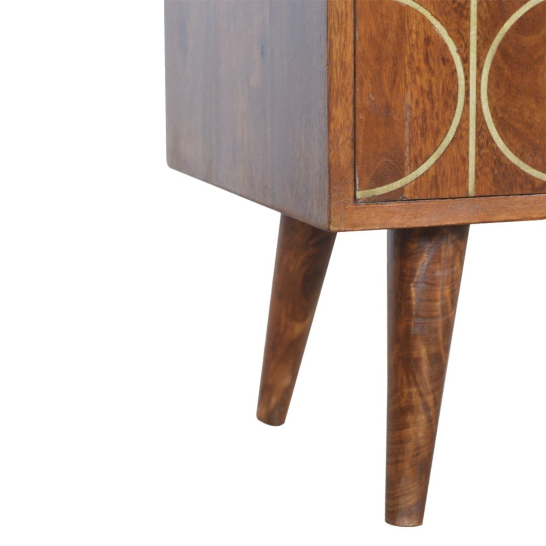 Gold Inlay Abstract TV Stand in Chestnut - effect Solid Mango Wood - Price Crash Furniture