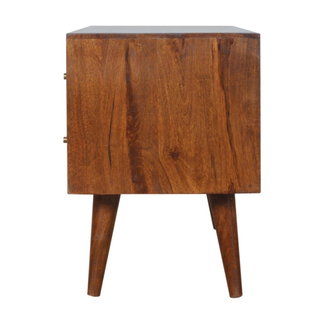 Gold Inlay Abstract TV Stand in Chestnut - effect Solid Mango Wood - Price Crash Furniture