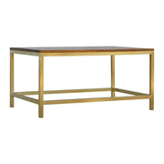 Gold Iron Base Stool with Chunky Wooden Top - Price Crash Furniture