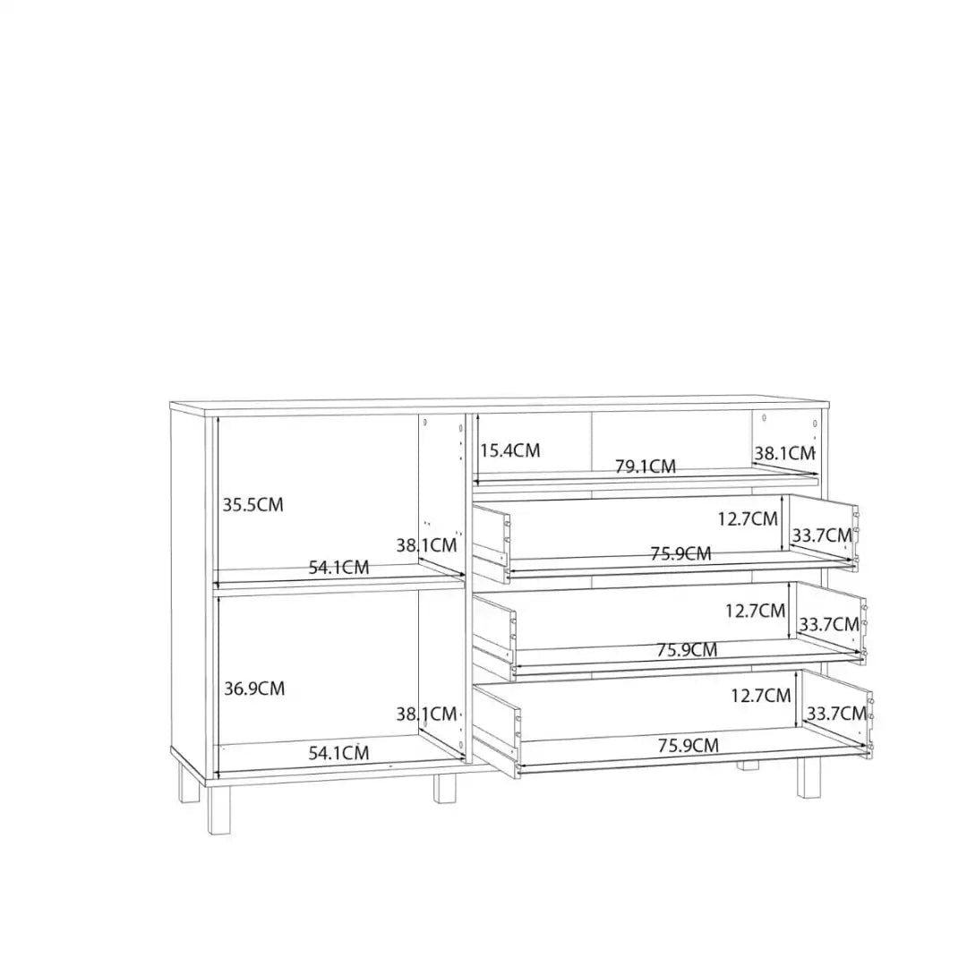 Grafton 1 Door 3 Drawer Chest In Cream and Oak - Price Crash Furniture