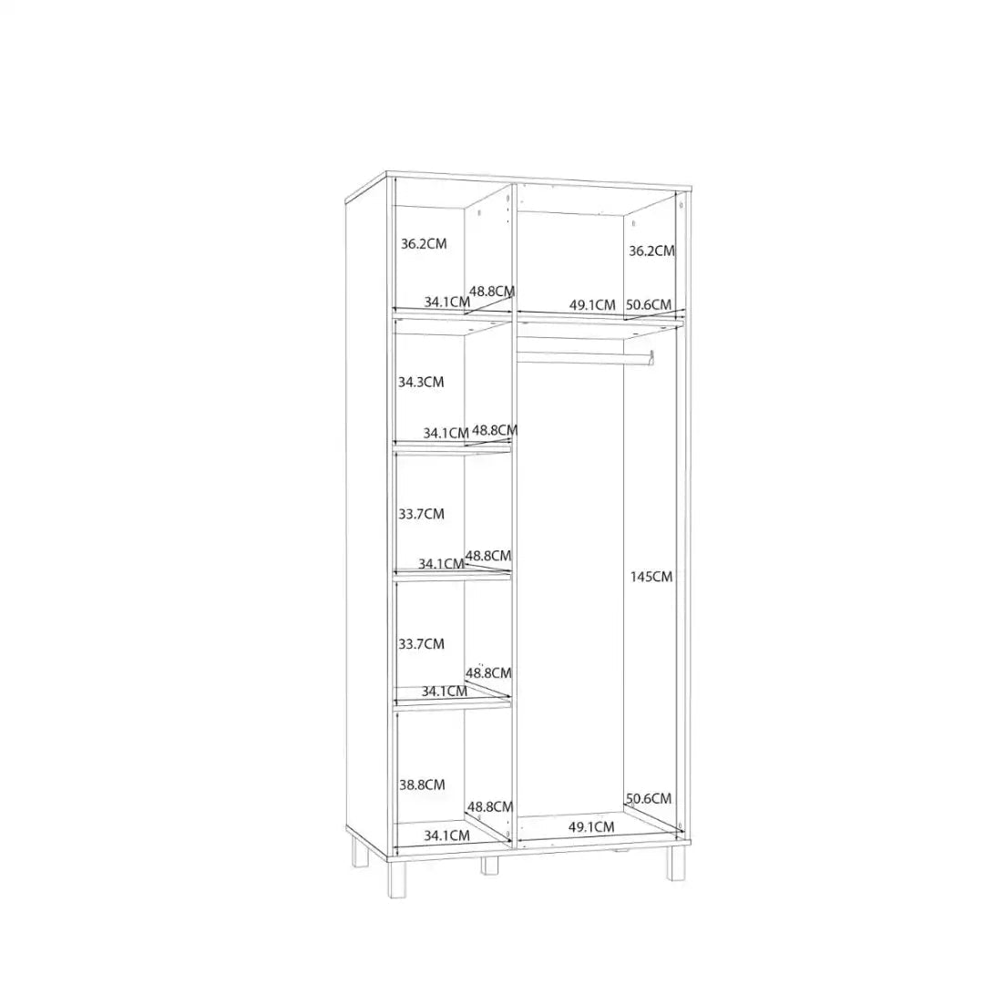 Grafton 2 Door Wardrobe In Cream and Oak - Price Crash Furniture