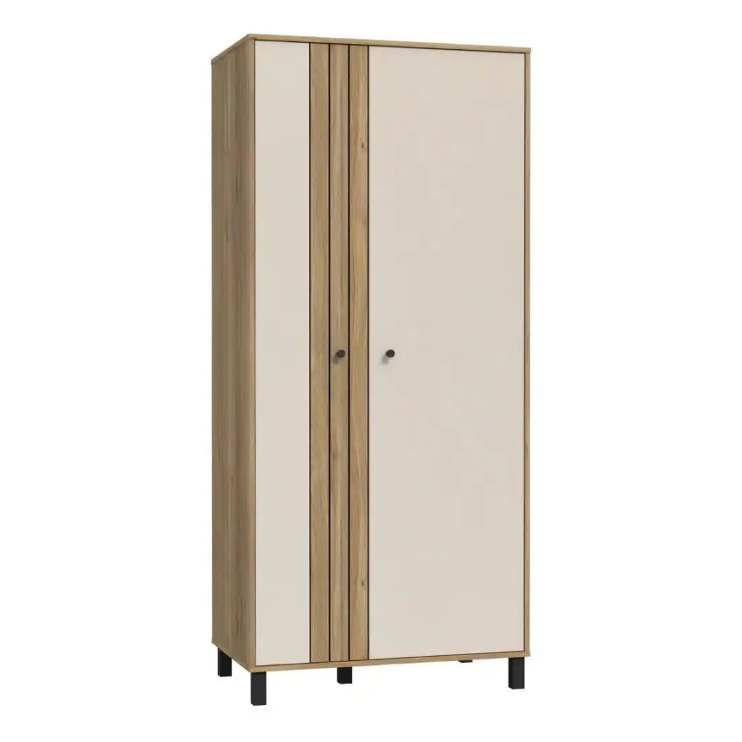 Grafton 2 Door Wardrobe In Cream and Oak - Price Crash Furniture
