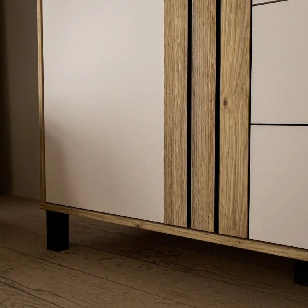 Grafton 3 Door 1 Drawer Cabinet In Cream and Oak - Price Crash Furniture
