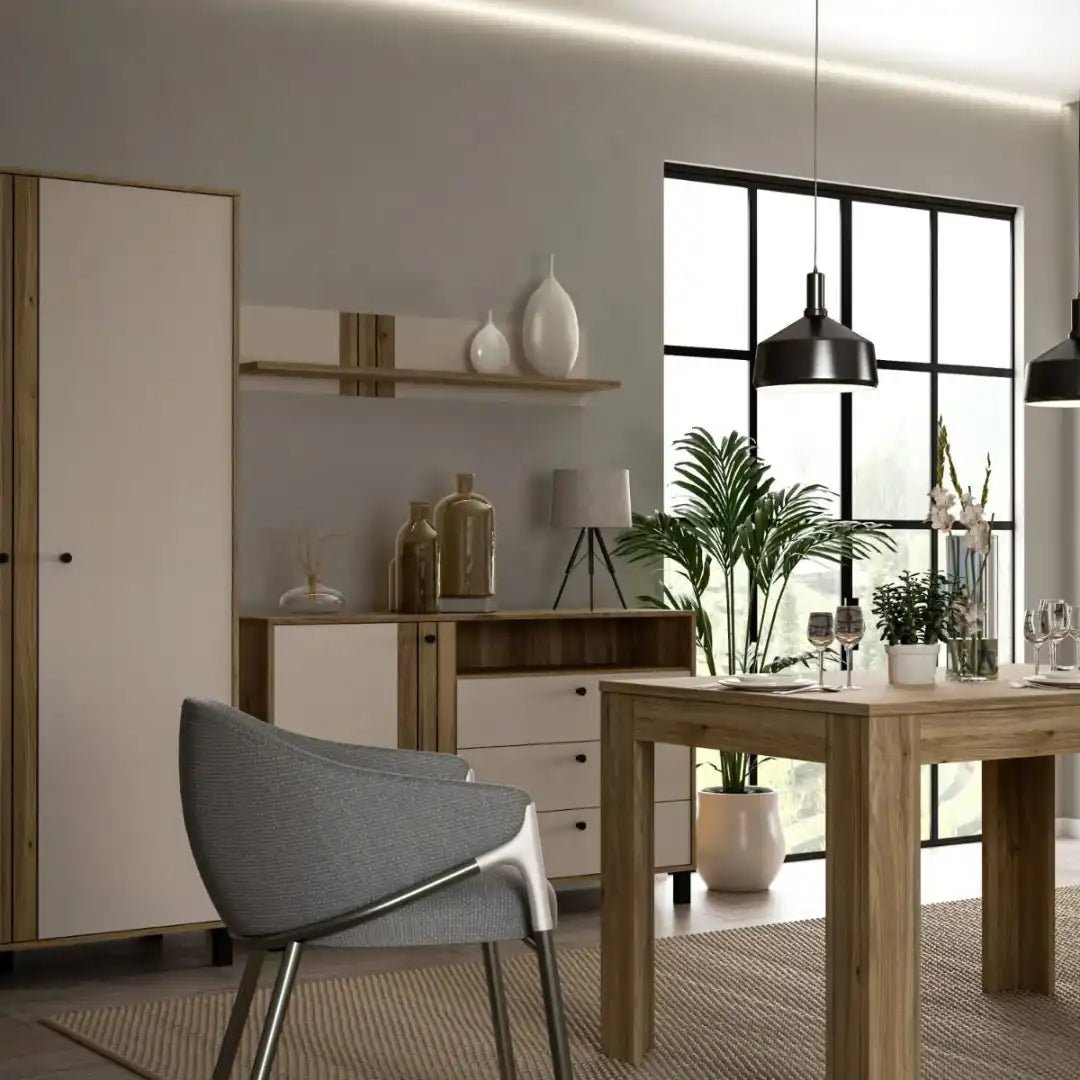 Grafton Wall Shelf In Cream and Oak - Price Crash Furniture