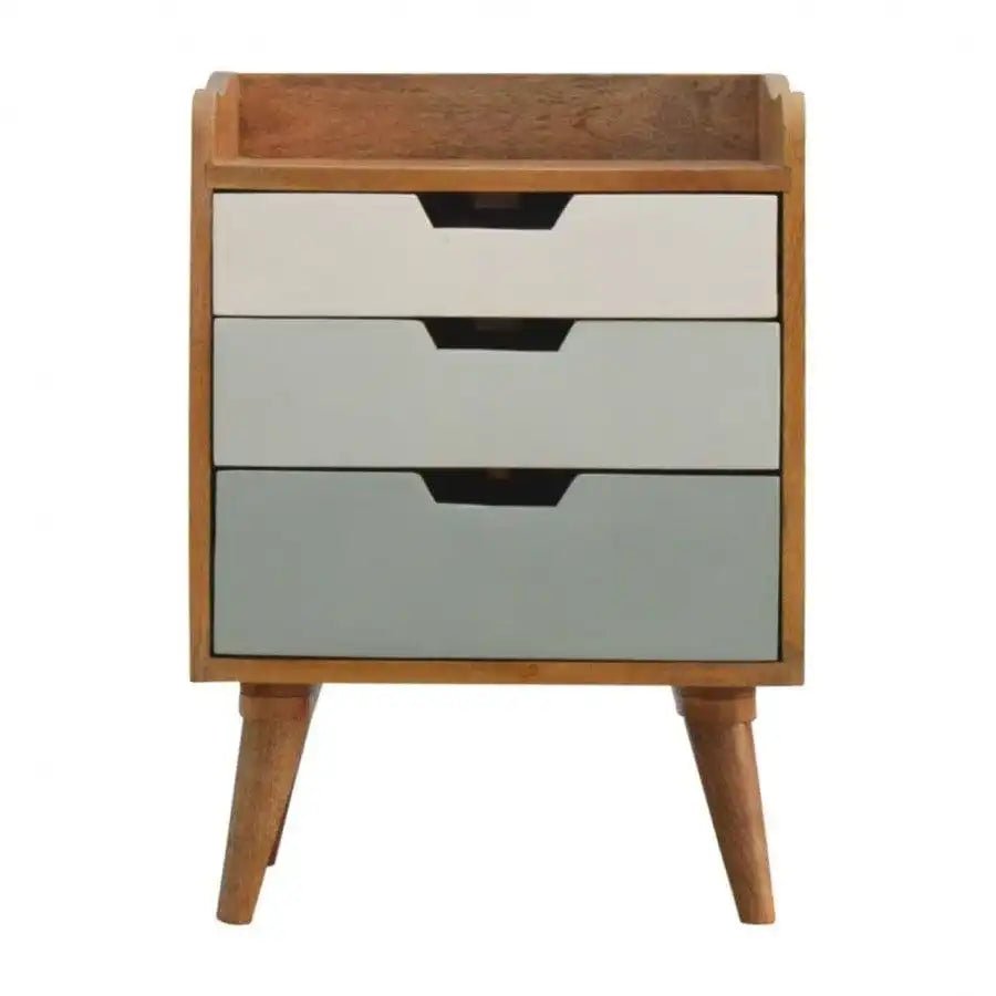 Green Gradient 3 Drawer Hand - Painted Bedside - Price Crash Furniture