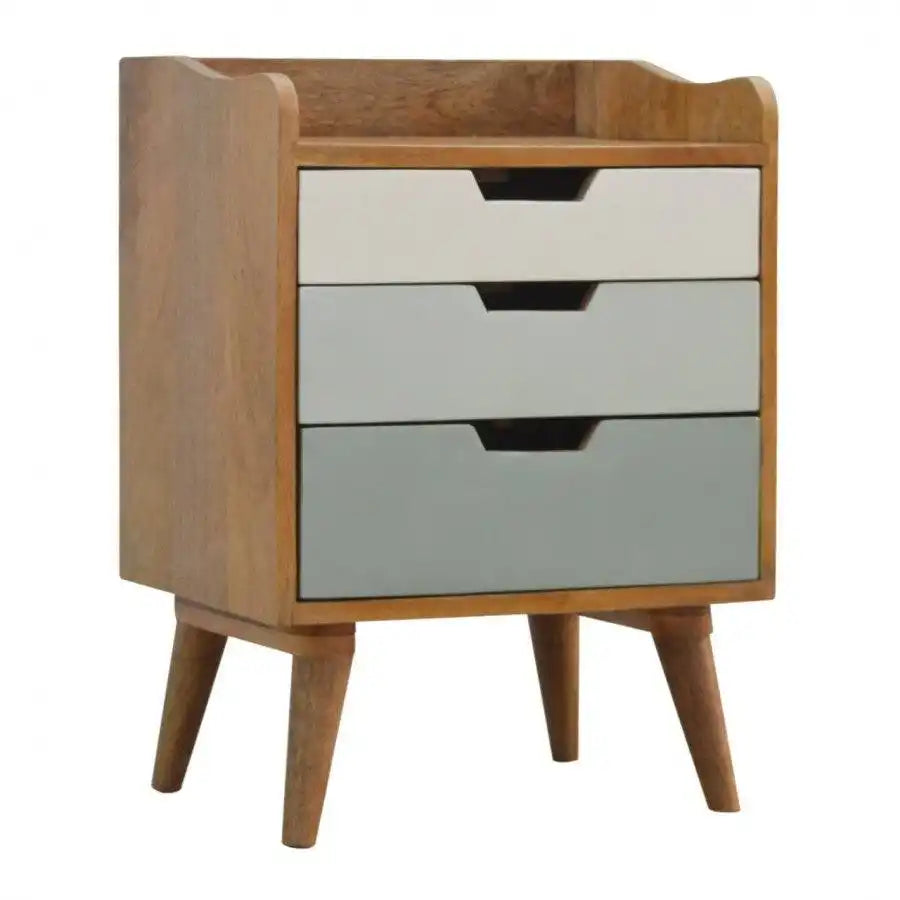 Green Gradient 3 Drawer Hand-Painted Bedside - Price Crash Furniture