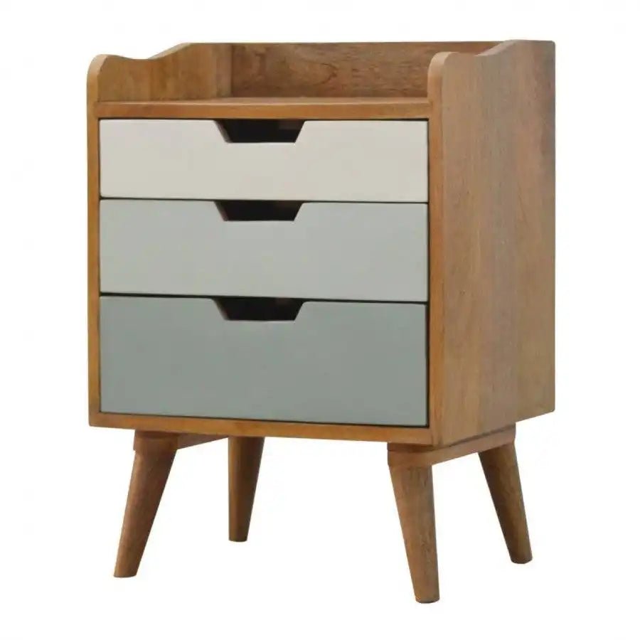 Green Gradient 3 Drawer Hand - Painted Bedside - Price Crash Furniture