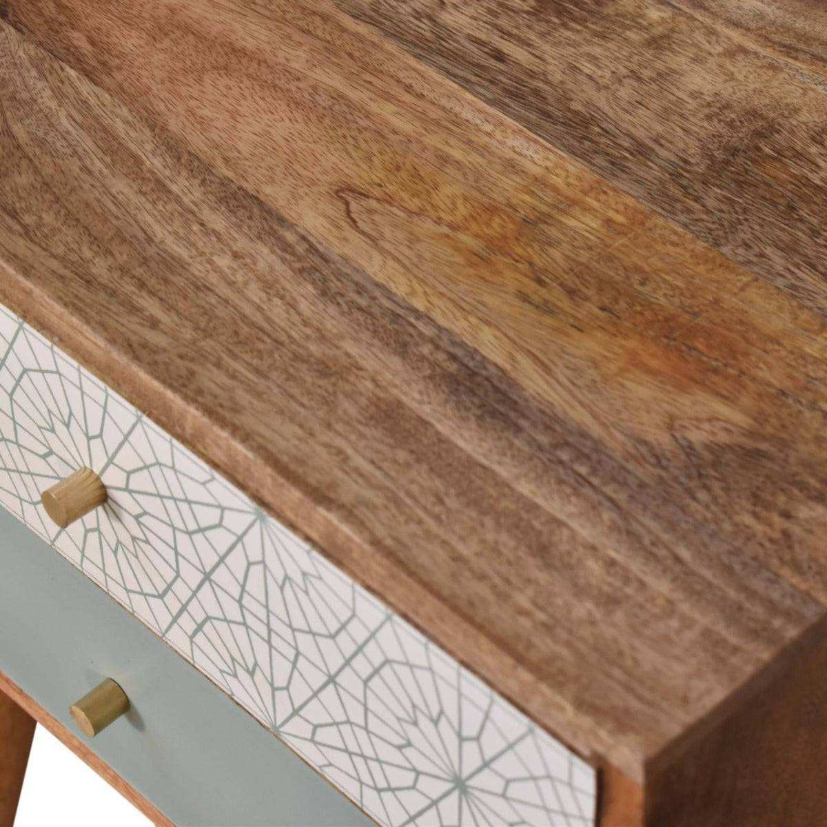 Green Patterned Bedside Table Unit - Price Crash Furniture