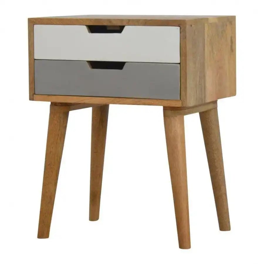 Grey And White 2 Drawer Hand - Painted Bedside - Price Crash Furniture