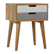 Grey And White 2 Drawer Hand - Painted Bedside - Price Crash Furniture