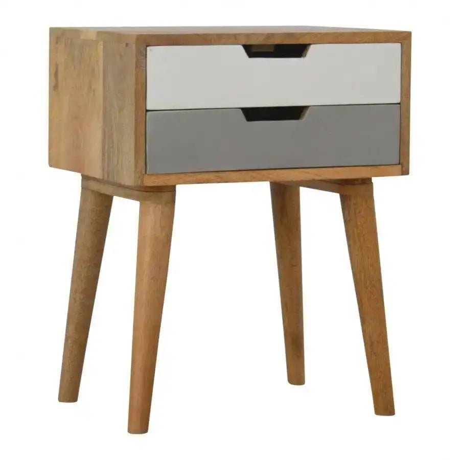 Grey And White 2 Drawer Hand - Painted Bedside - Price Crash Furniture