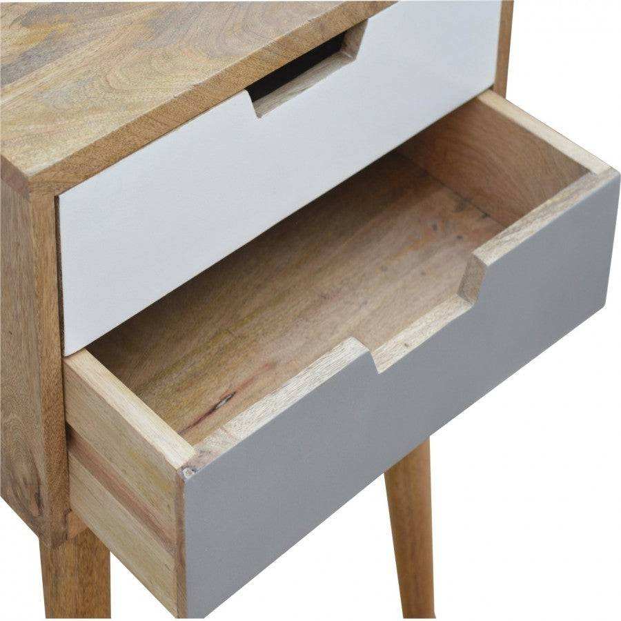 Grey And White 2 Drawer Hand - Painted Bedside - Price Crash Furniture