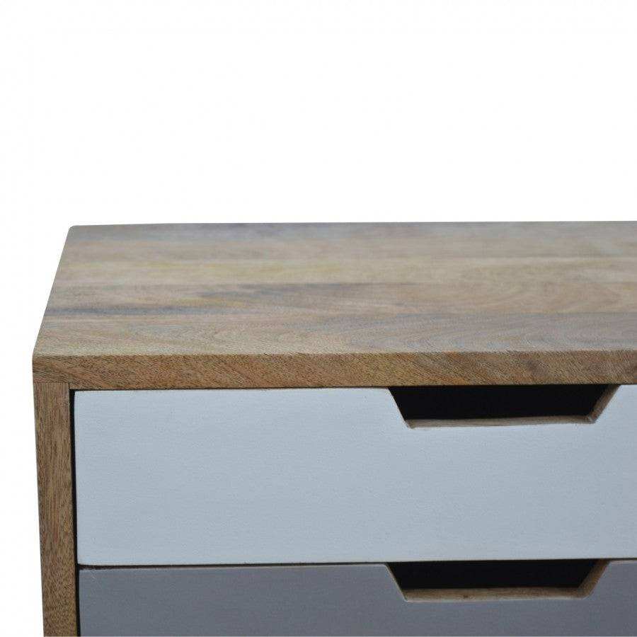 Grey And White 2 Drawer Hand - Painted Bedside - Price Crash Furniture