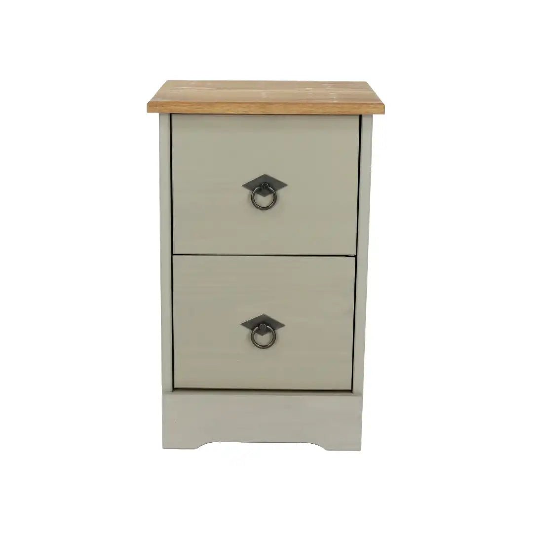 Grey Compact Corona 2 Drawer Bedside Cabinet - Price Crash Furniture