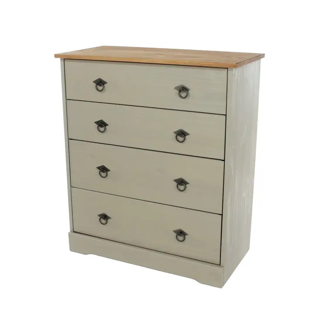 Grey Compact Corona 4 Drawer Chest - Price Crash Furniture