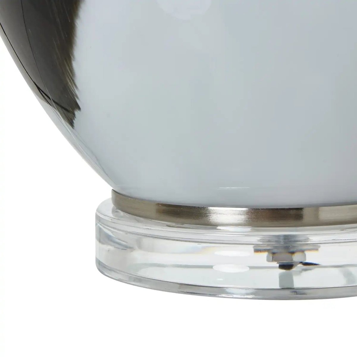 Grey Glass Table Lamp With Linen Shade - Price Crash Furniture