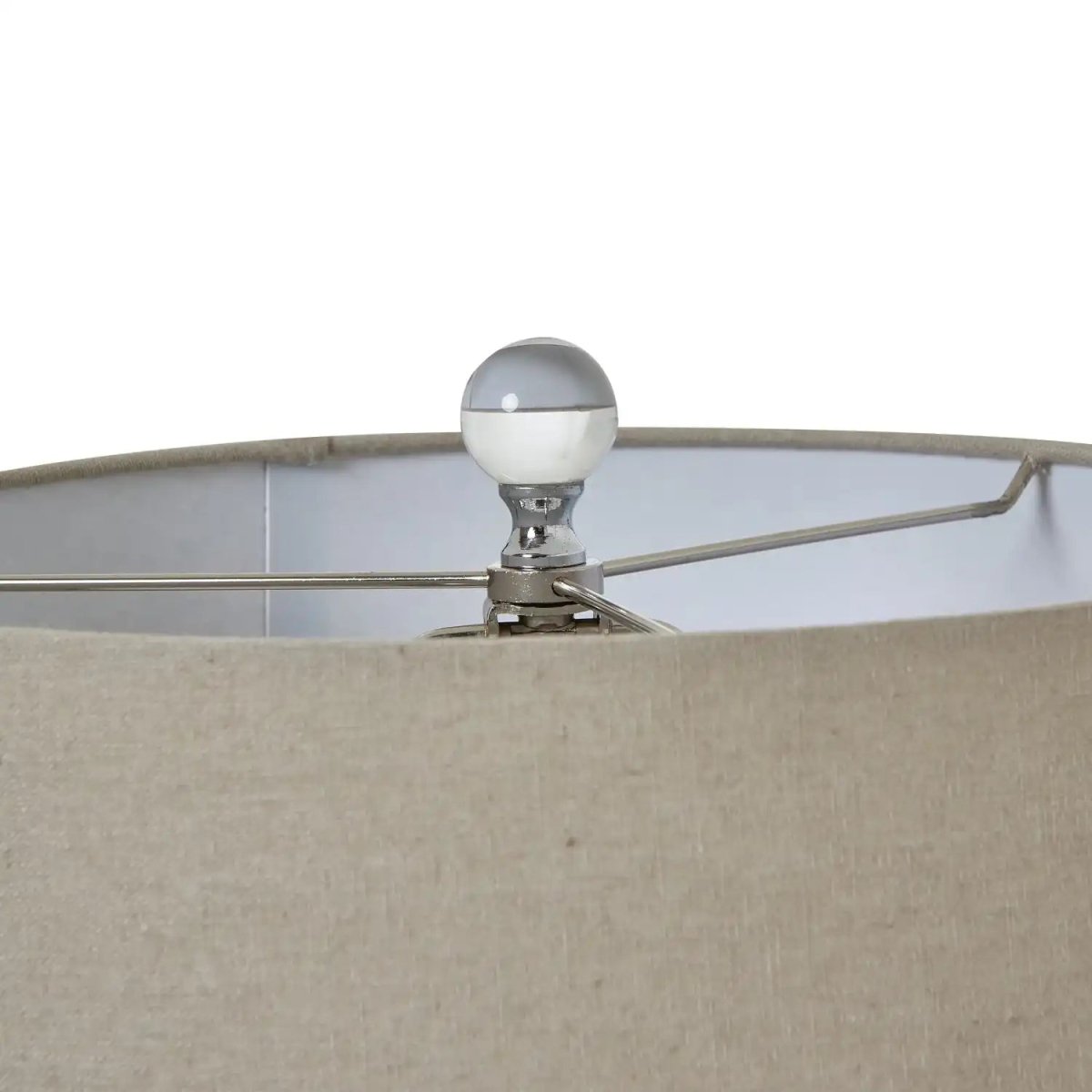 Grey Glass Table Lamp With Linen Shade - Price Crash Furniture