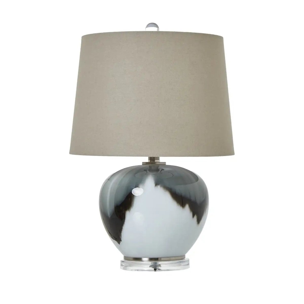 Grey Glass Table Lamp With Linen Shade - Price Crash Furniture