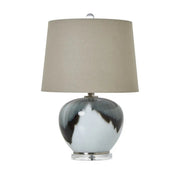 Grey Glass Table Lamp With Linen Shade - Price Crash Furniture