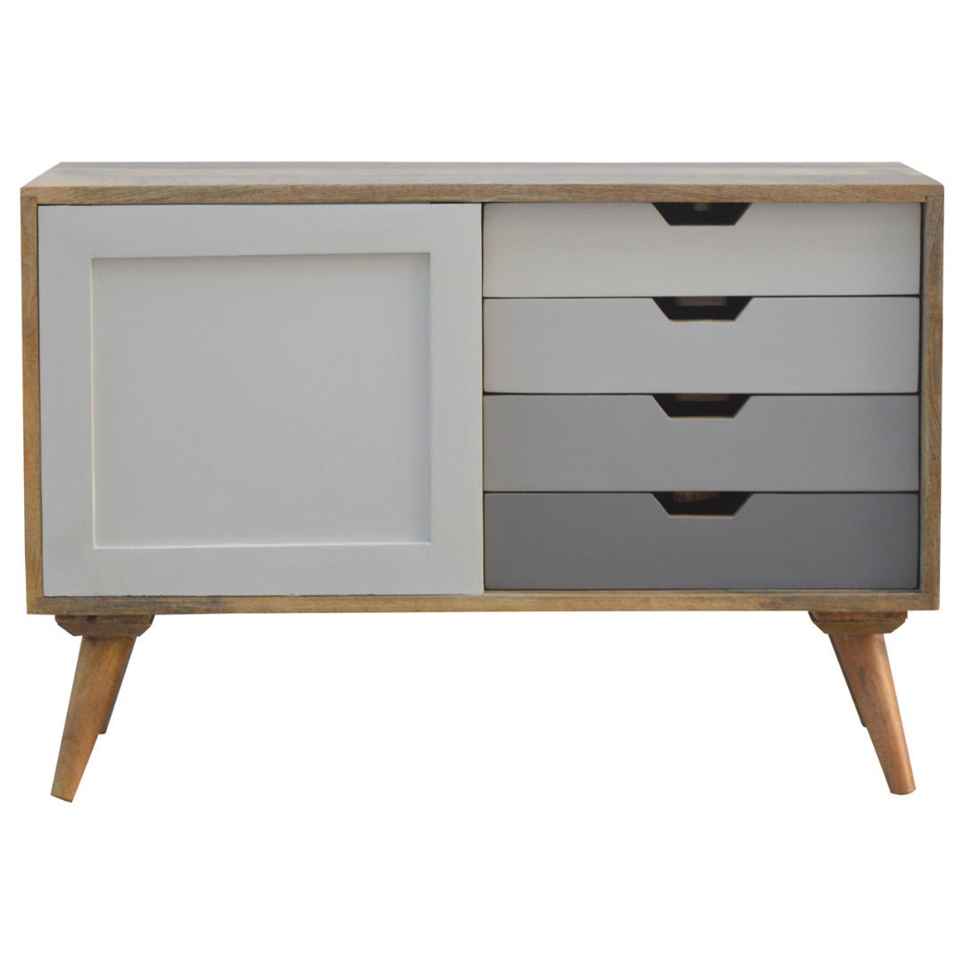 Grey Gradient Nordic Sliding Sideboard with 4 Drawers - Price Crash Furniture