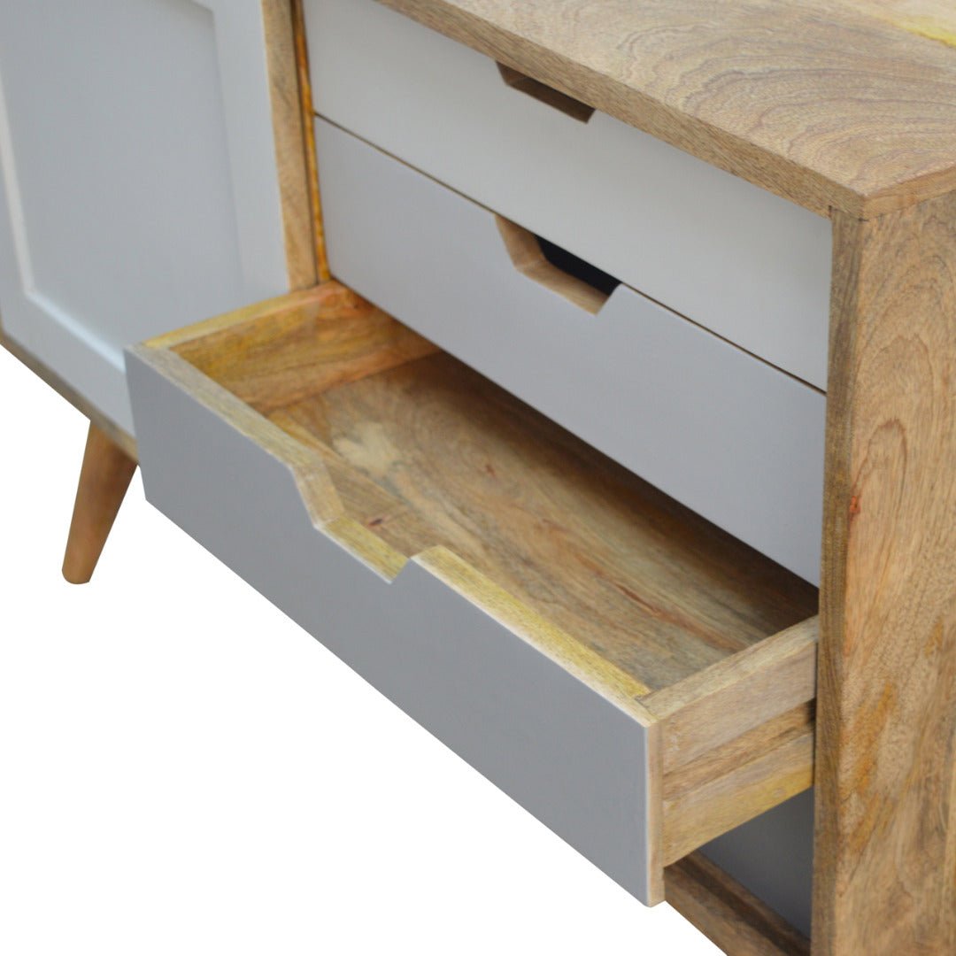 Grey Gradient Nordic Sliding Sideboard with 4 Drawers - Price Crash Furniture