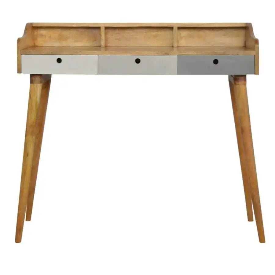 Grey Painted Gallery Back Writing Desk With 3 Drawers - Price Crash Furniture