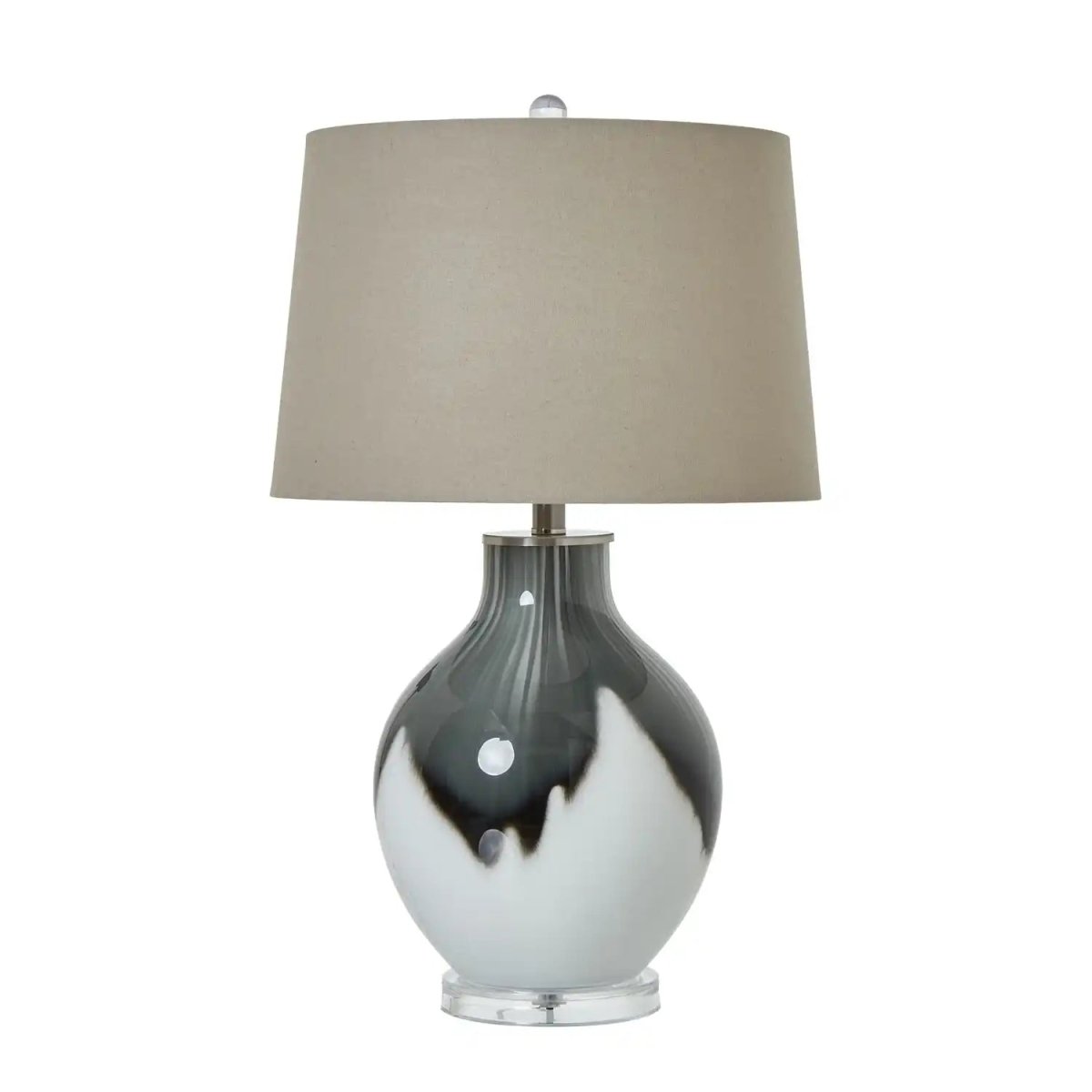 Grey Shadows Table Lamp With Linen Shade - Price Crash Furniture