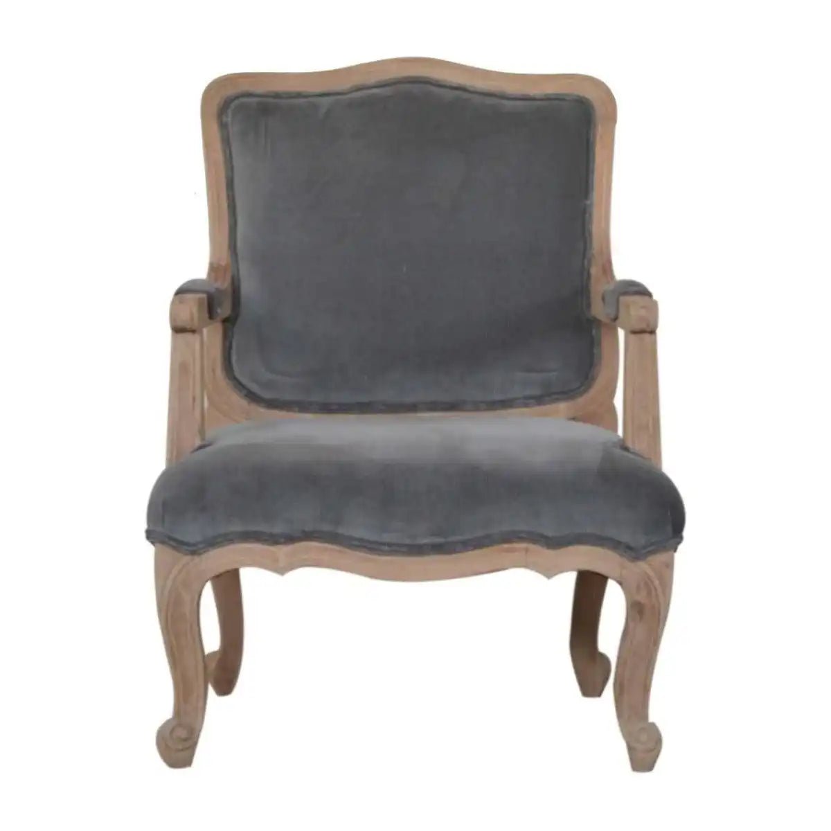 Grey Velvet French Style Chair - Price Crash Furniture