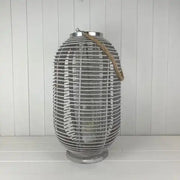 Greywashed Rattan Lantern D32cm H57cm Weight - 1462g - Price Crash Furniture