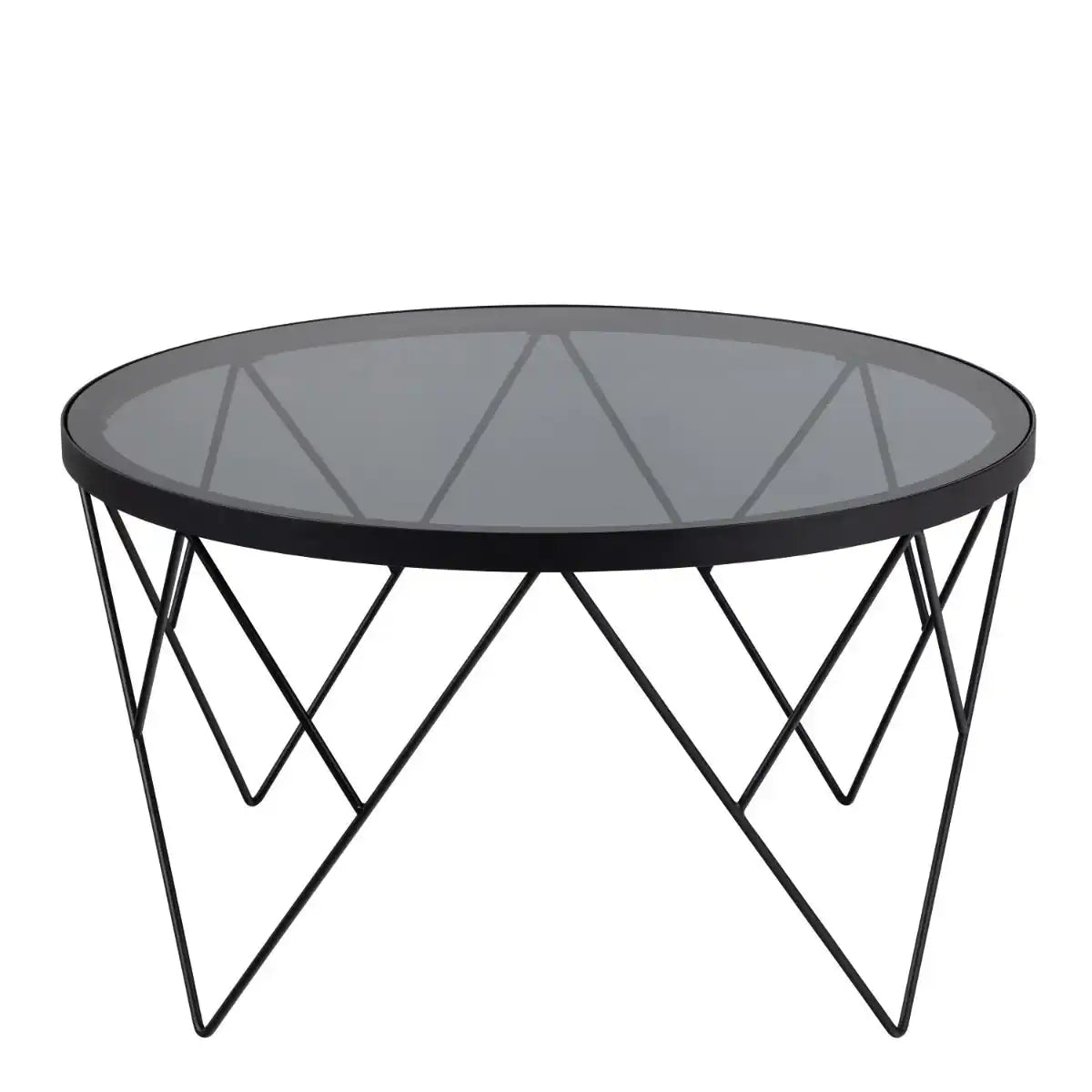 Halstow Round Coffee Table In Black - Smoked Glass Top - Price Crash Furniture