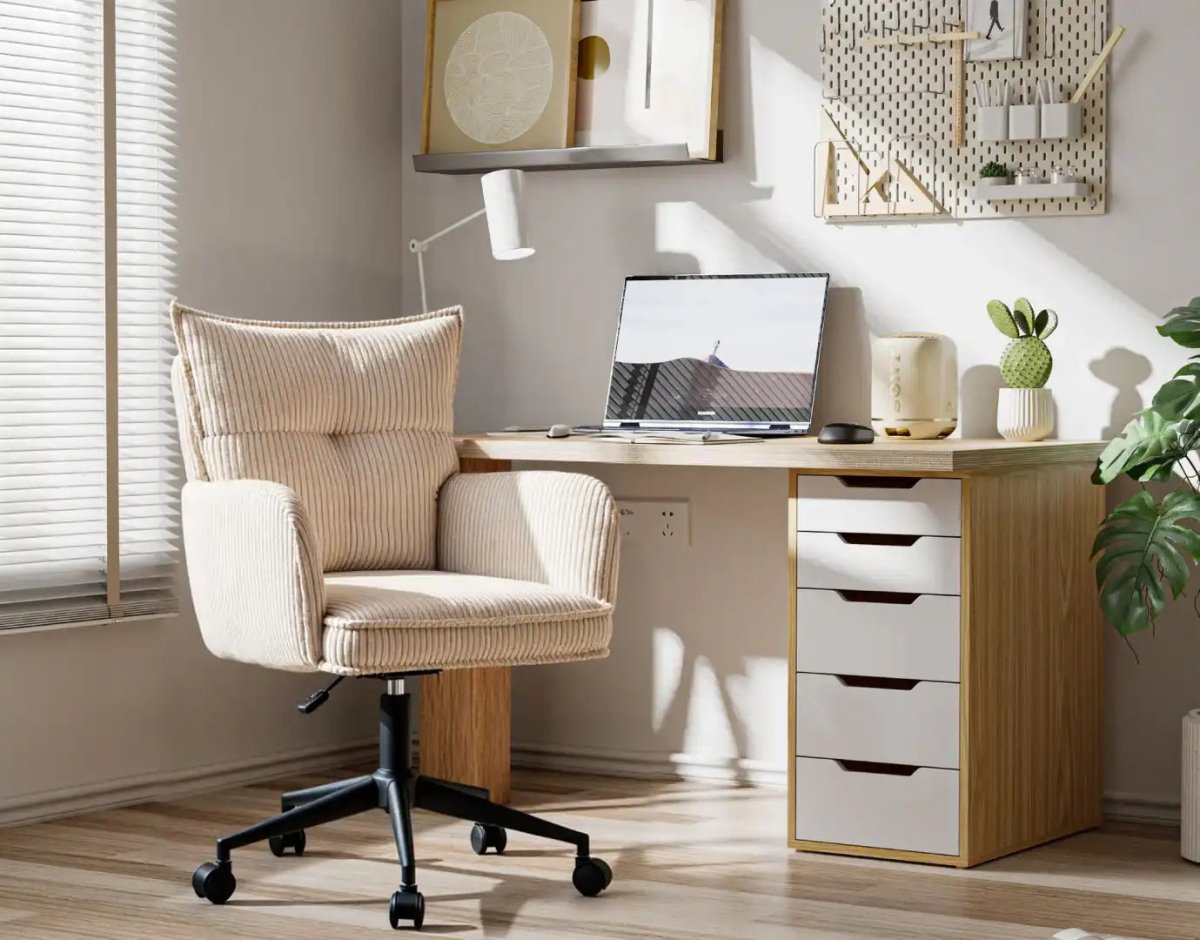 Harbour Office Chair Cream Corduroy - Price Crash Furniture