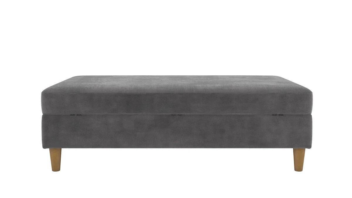 Hartford Storage Ottoman - Grey Chenille by Dorel - Price Crash Furniture
