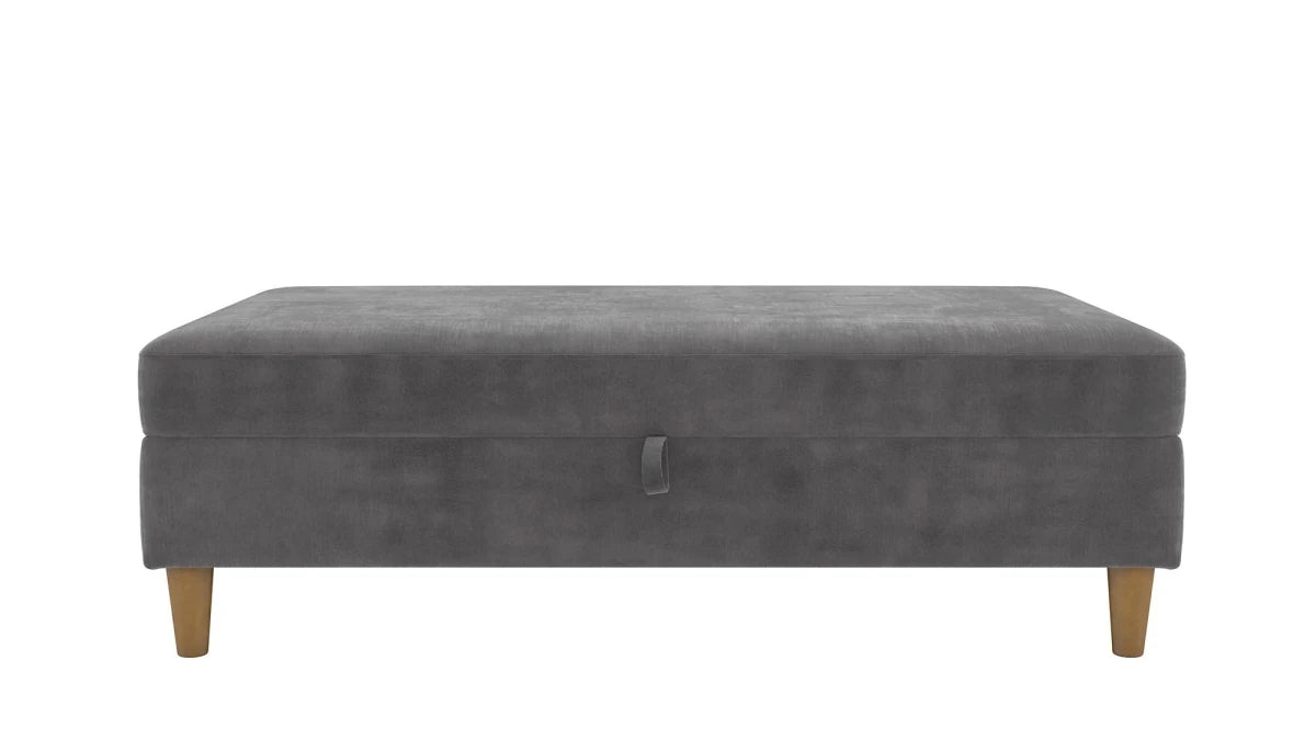 Hartford Storage Ottoman - Grey Chenille by Dorel - Price Crash Furniture