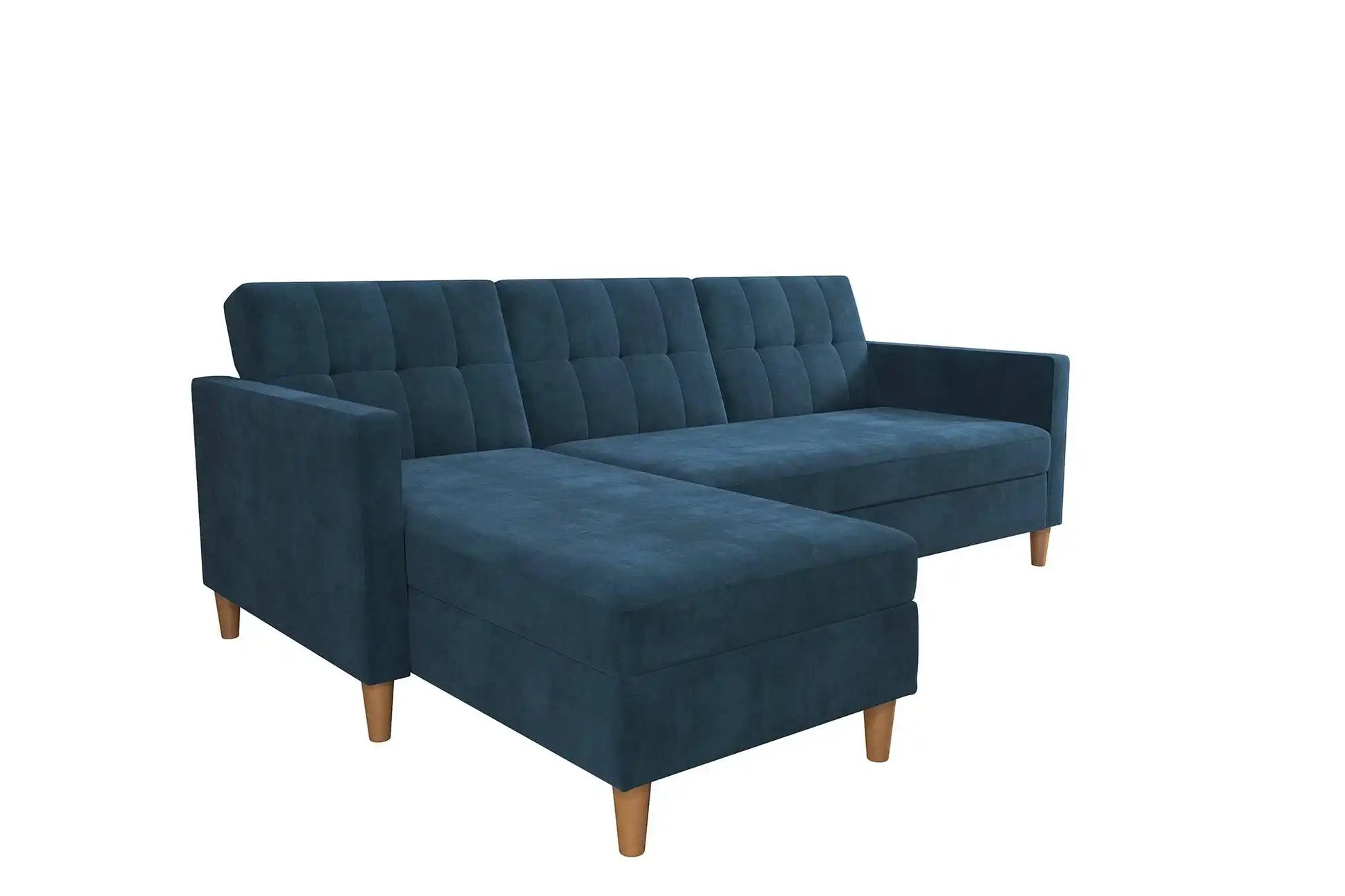 Hartford Storage Sectional Sofa Bed with Storage Chaise - Blue Chenille by Dorel - Price Crash Furniture
