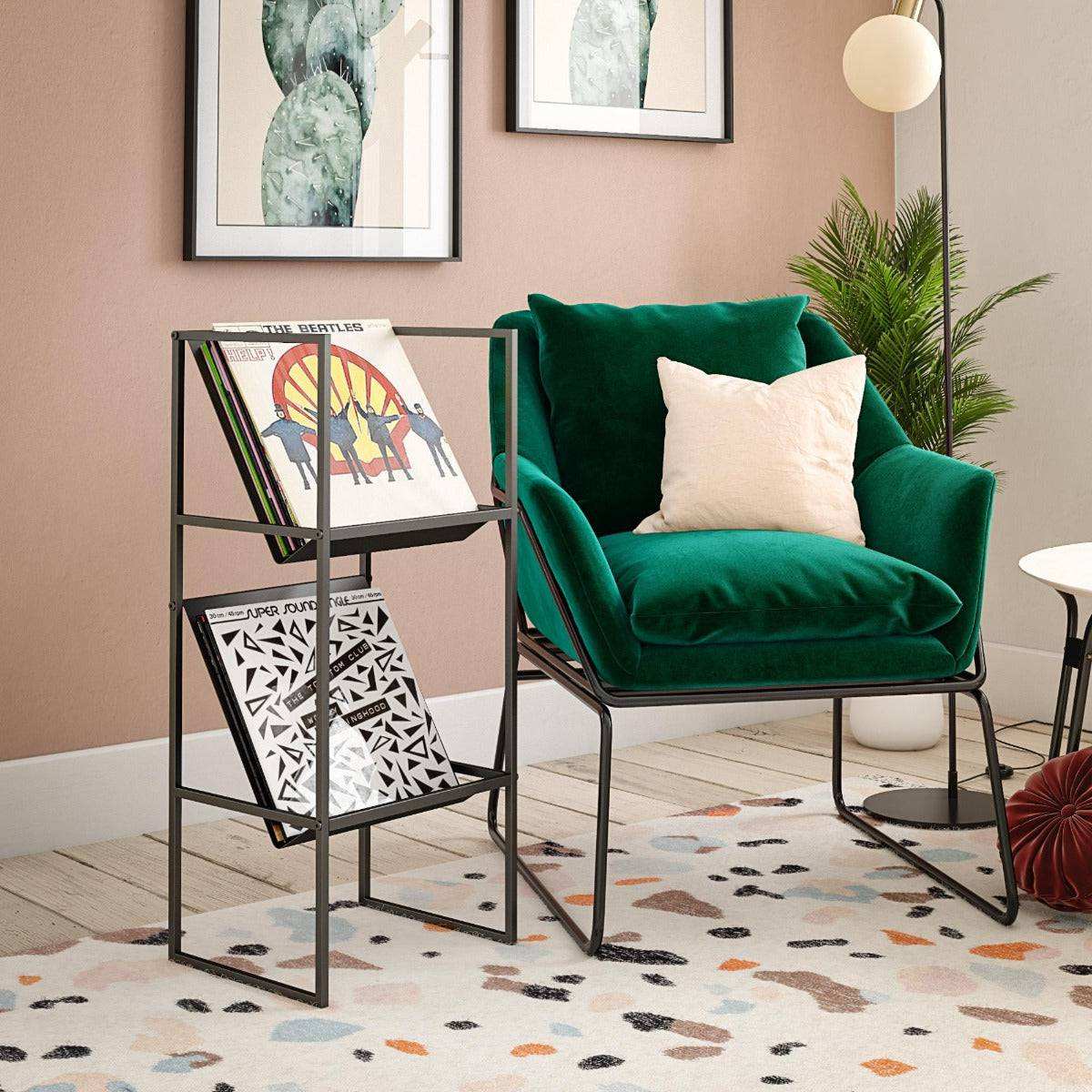 Helix Vinyl Record Storage Shelf in Black by Dorel Novogratz - Price Crash Furniture